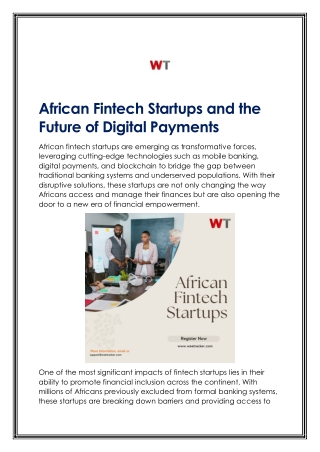 African Fintech Startups and the Future of Digital Payments