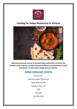 Looking for Indian Restaurant in Victoria