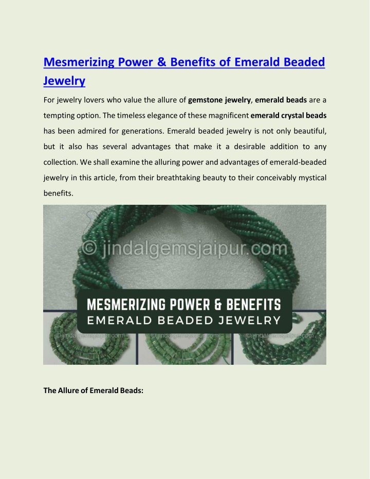 mesmerizing power benefits of emerald beaded jewelry