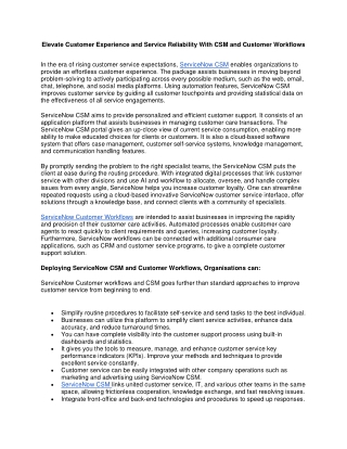 elevate customer experience and service