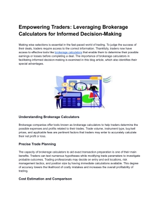 Empowering Traders: Leveraging Brokerage Calculators for Informed Decision-Makin
