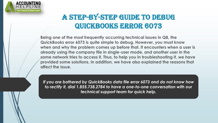 a step by step guide to debug quickbooks error 6073