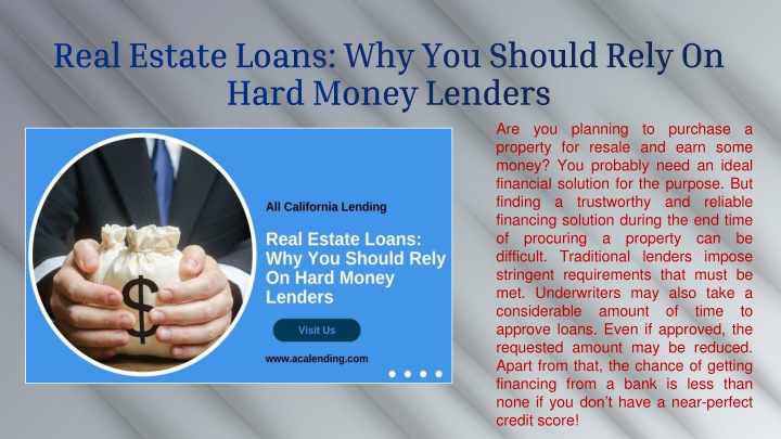 real estate loans why you should rely on hard money lenders