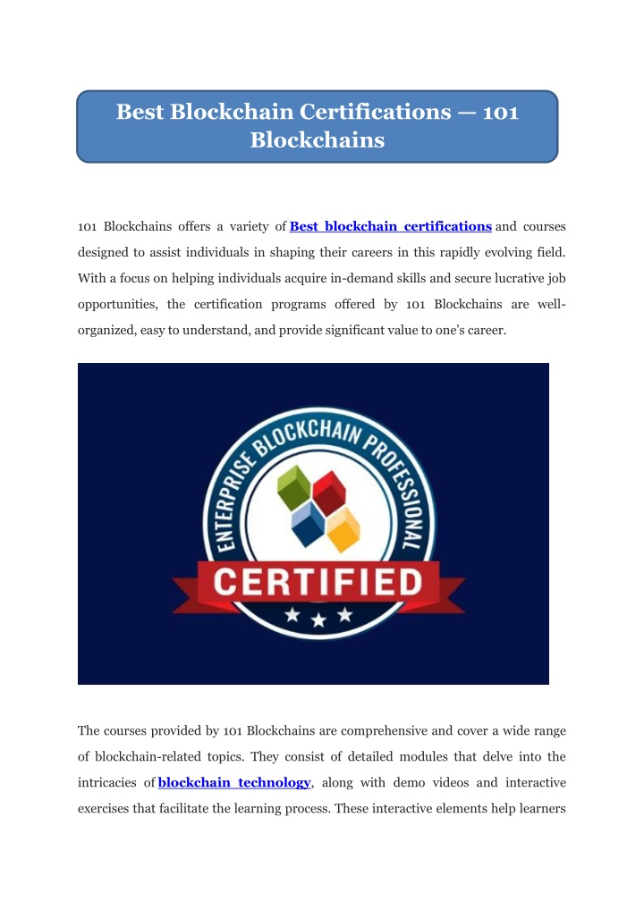 best blockchain certifications 101 blockchains