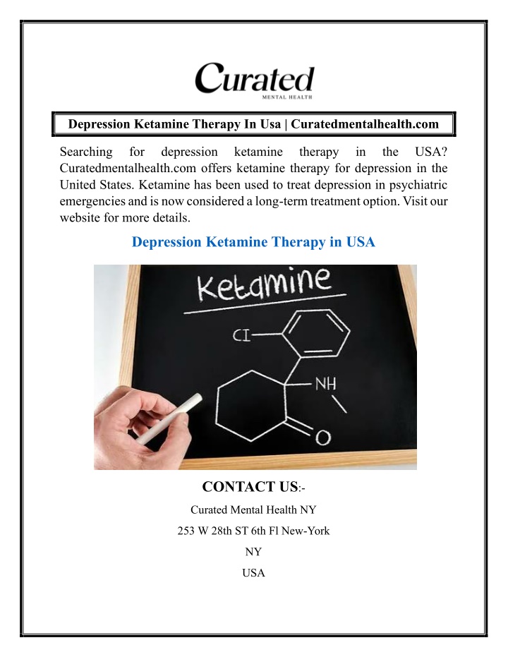 depression ketamine therapy