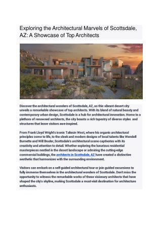 Exploring the Architectural Marvels of Scottsdale, AZ: A Showcase of Top Archite