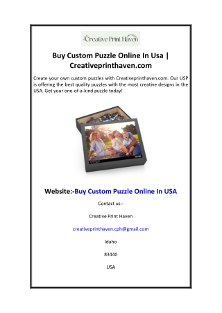 Buy Custom Puzzle Online In Usa  Creativeprinthaven.com