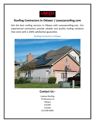 Roofing Contractors In Ottawa  Lavazzaroofing