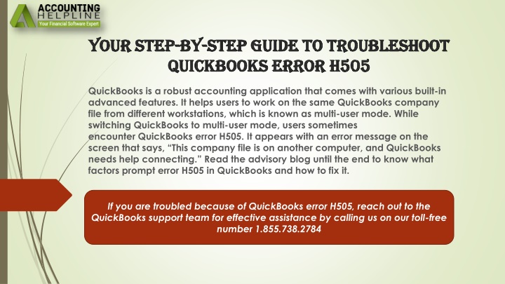 your step by step guide to troubleshoot quickbooks error h505