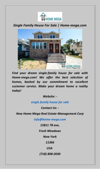 Single Family House For Sale  Home-mega