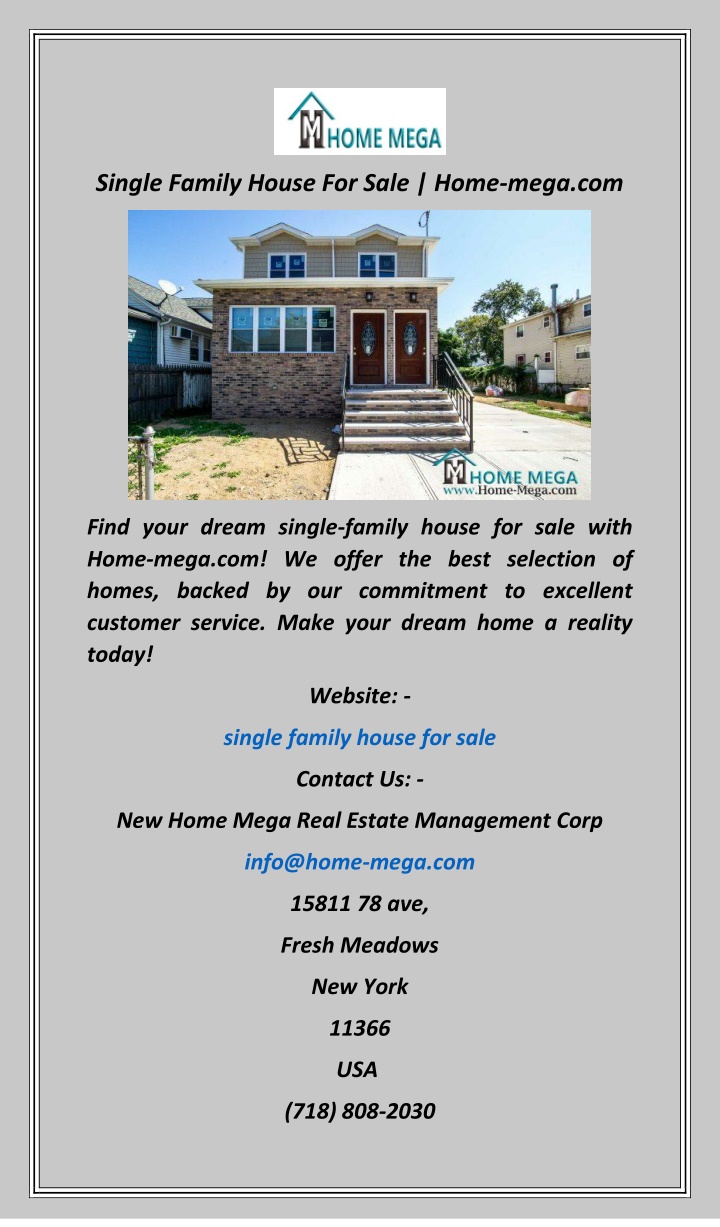 single family house for sale home mega com