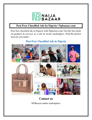 Post Free Classified Ads In Nigeria  Ngbazaar.com