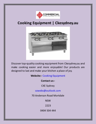 Cooking Equipment  Ckesydney
