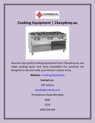 cooking equipment ckesydney au