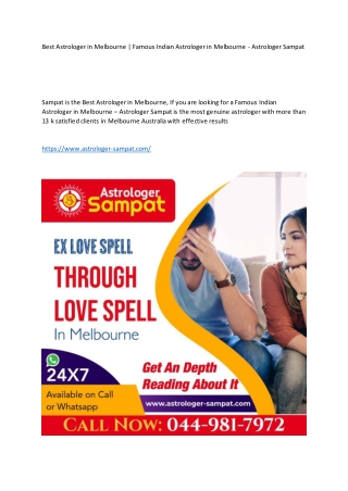 Best Astrologer in Melbourne | Famous Indian Astrologer in Melbourne - Astrologe