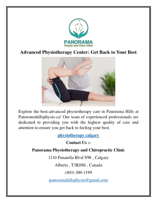 Advanced Physiotherapy Center Get Back to Your Best