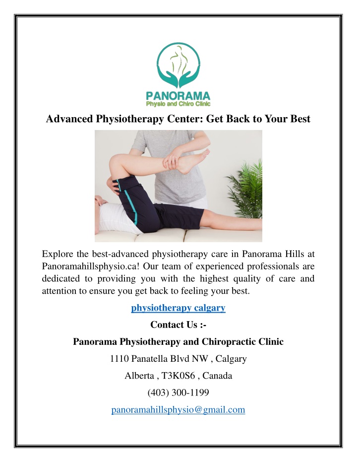 advanced physiotherapy center get back to your