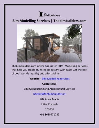 Bim Modelling Services  Thebimbuilders