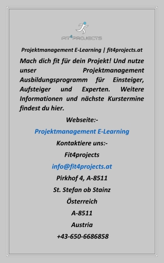 Projektmanagement E-Learning  fit4projects.at