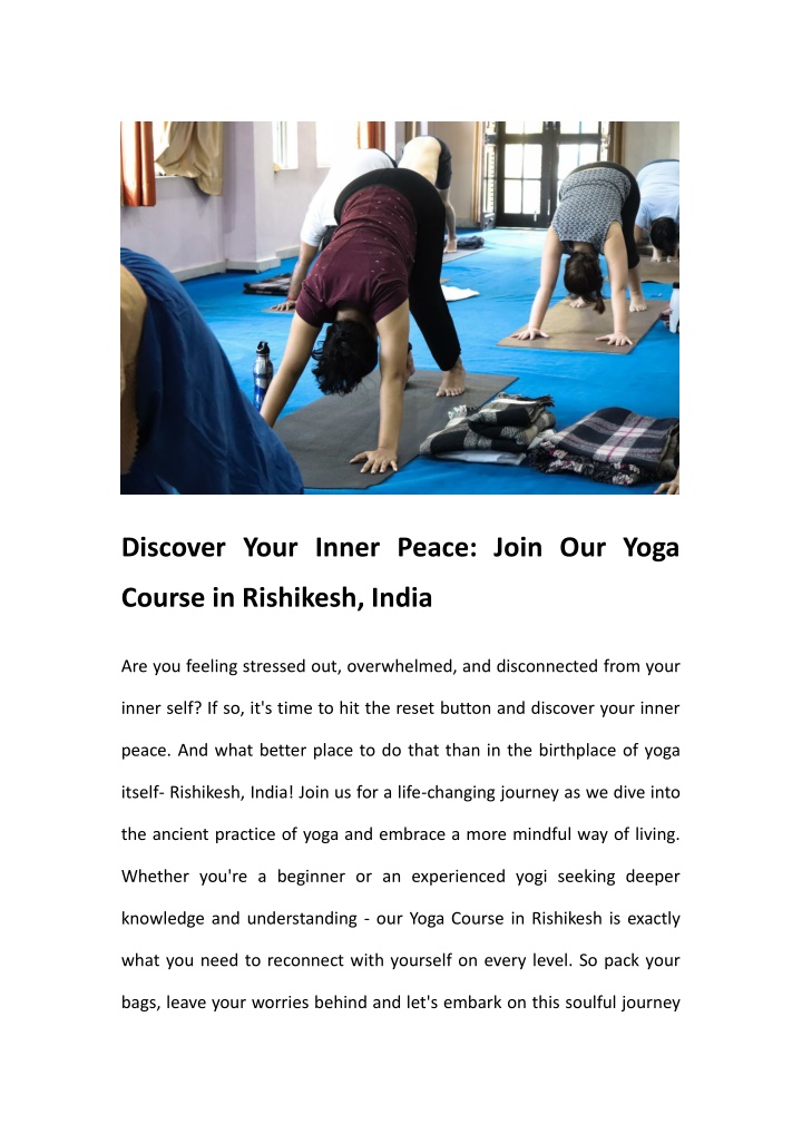 discover your inner peace join our yoga