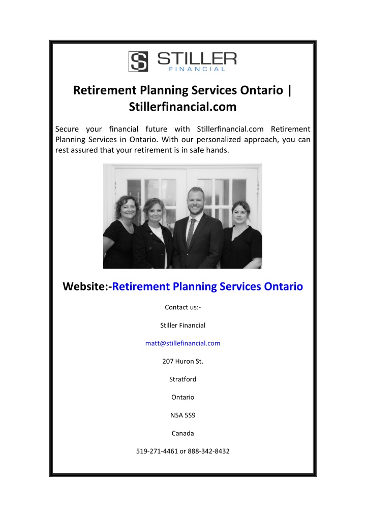 retirement planning services ontario