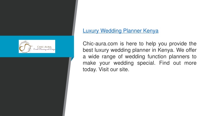 luxury wedding planner kenya chic aura