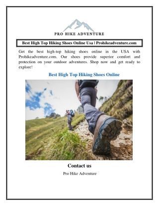 Best High Top Hiking Shoes Online Usa  Prohikeadventure.com