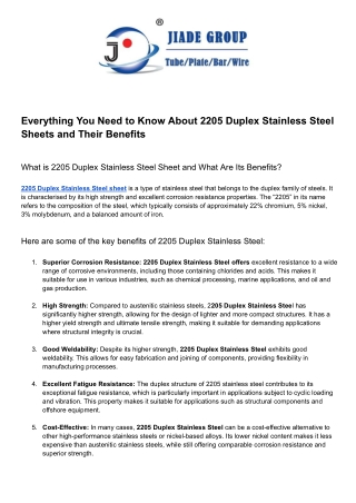 Everything You Need to Know About 2205 Duplex Stainless Steel Sheets and Their Benefits