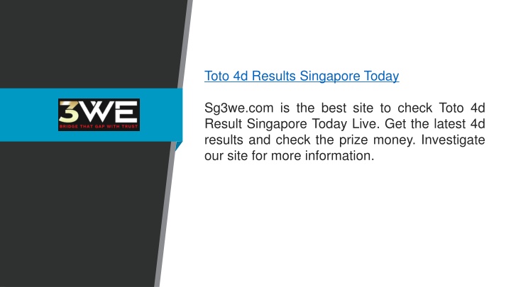 toto 4d results singapore today sg3we