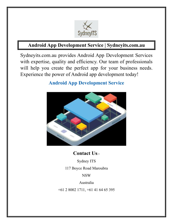 android app development service sydneyits com au