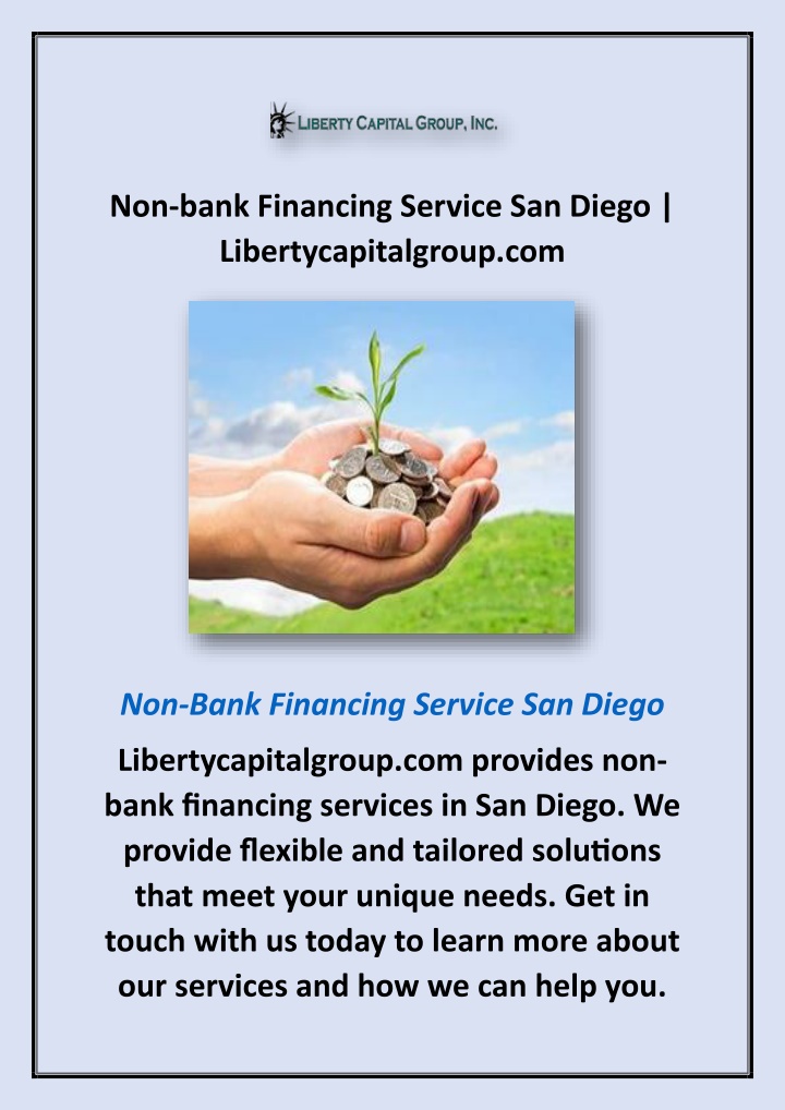 non bank financing service san diego