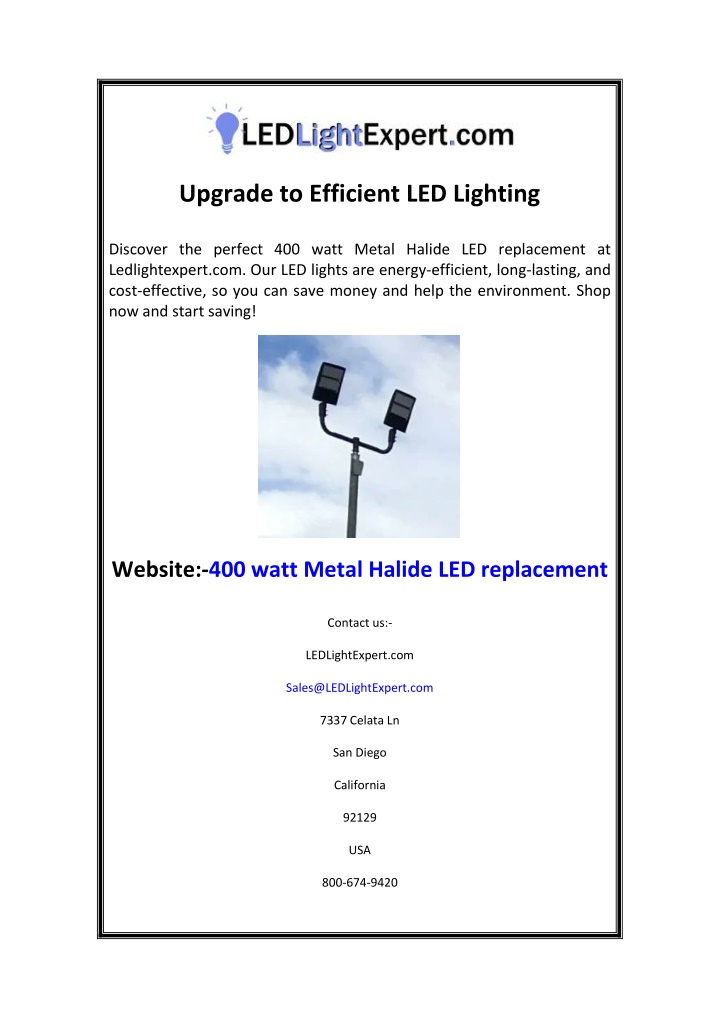 upgrade to efficient led lighting