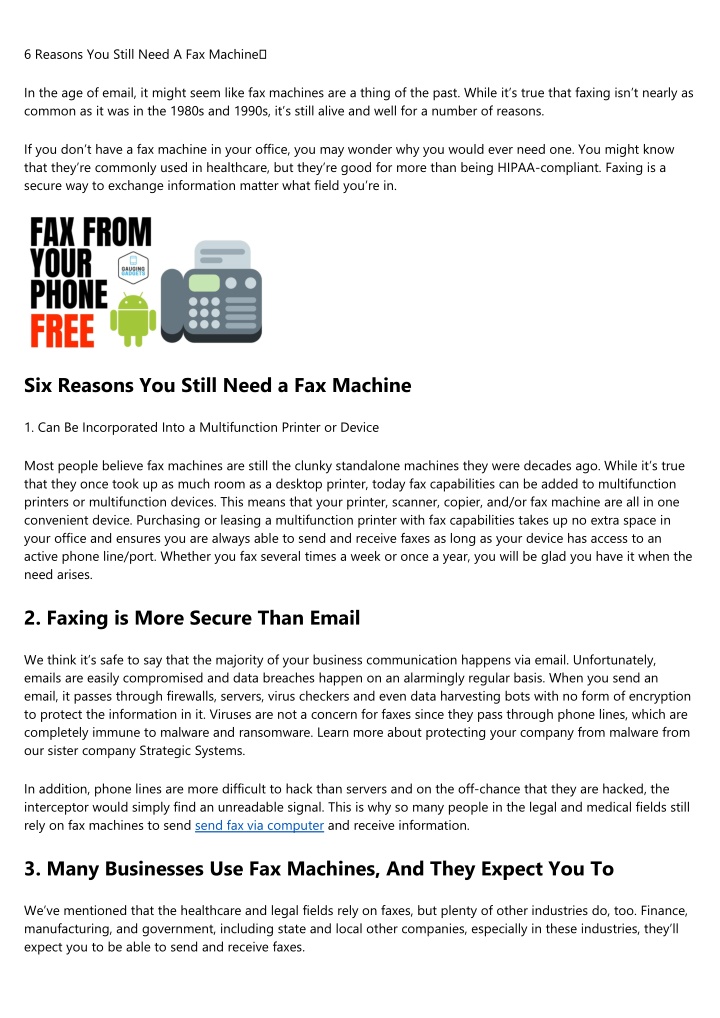 6 reasons you still need a fax machine