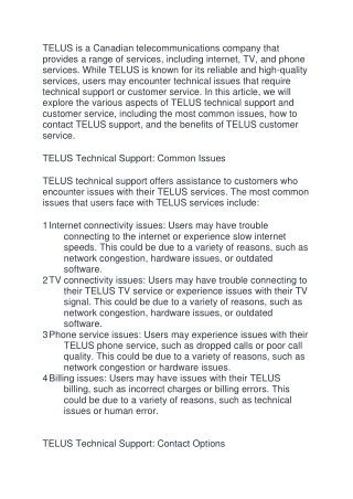Need Telus Customer Service Contact Support 1-844-862-6377