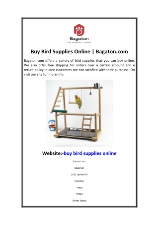 Buy Bird Supplies Online  Bagaton.com