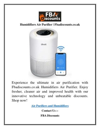 Humidifiers Air Purifier  Fbadiscounts.co.uk