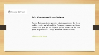 Toilet Manufacturers  George Bathroom