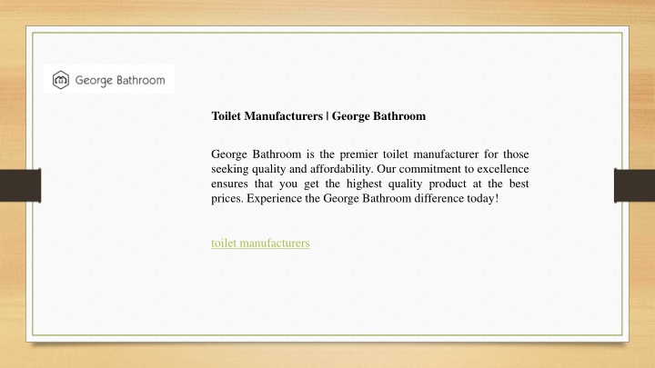toilet manufacturers george bathroom