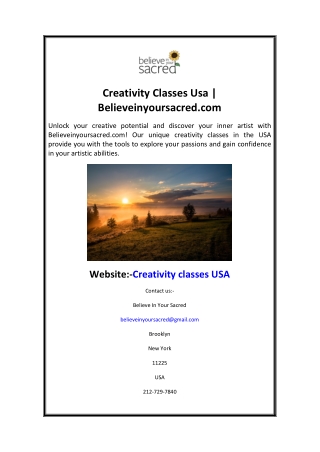 Creativity Classes Usa  Believeinyoursacred.com