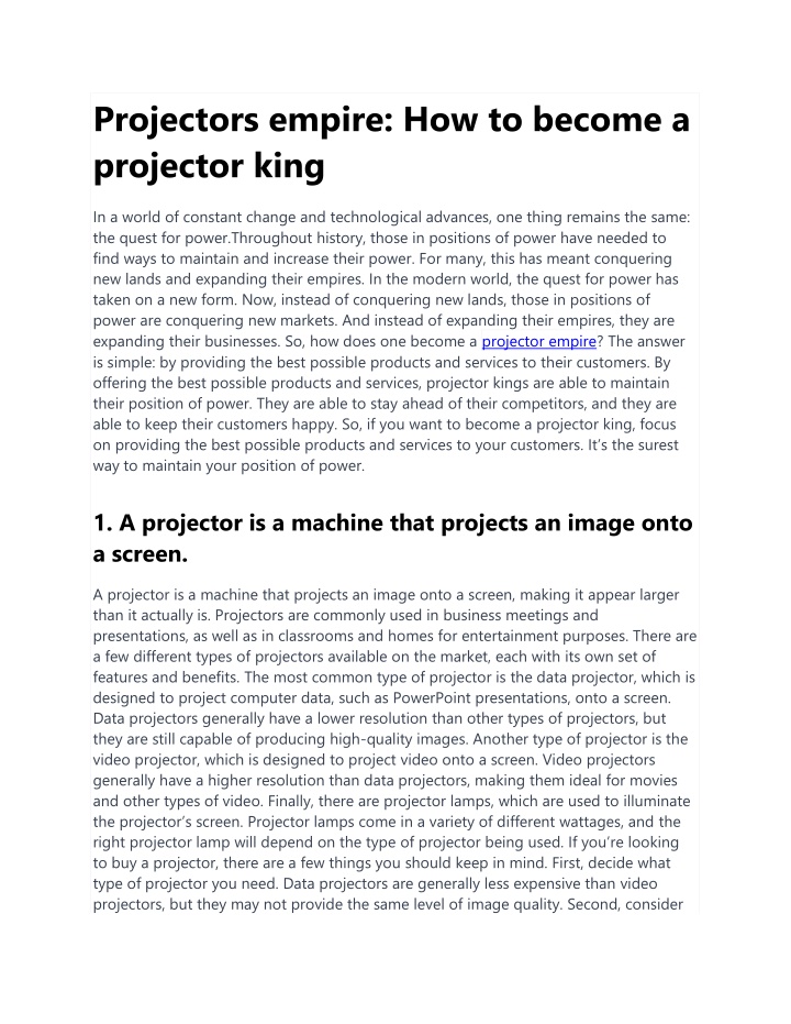projectors empire how to become a projector king