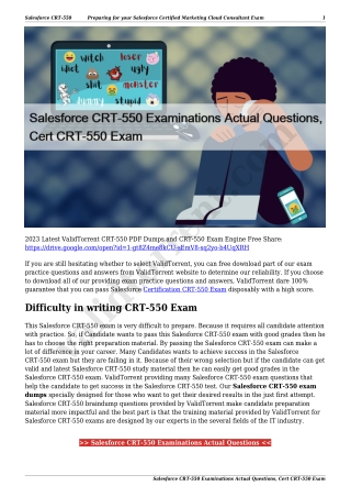 Salesforce CRT-550 Examinations Actual Questions, Cert CRT-550 Exam