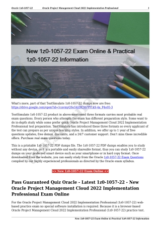 New 1z0-1057-22 Exam Online & Practical 1z0-1057-22 Information