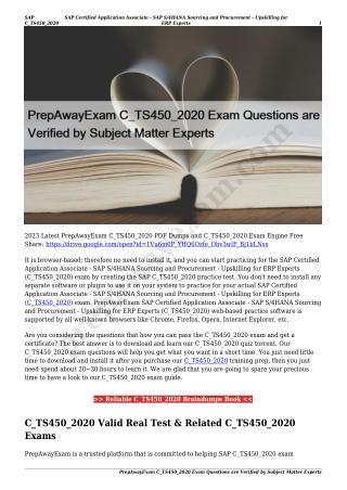 PrepAwayExam C_TS450_2020 Exam Questions are Verified by Subject Matter Experts