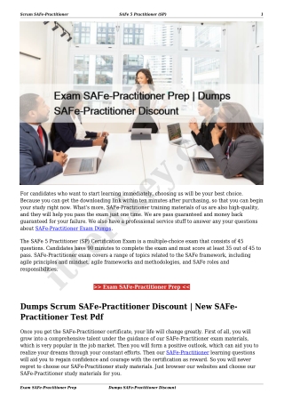 Exam SAFe-Practitioner Prep | Dumps SAFe-Practitioner Discount