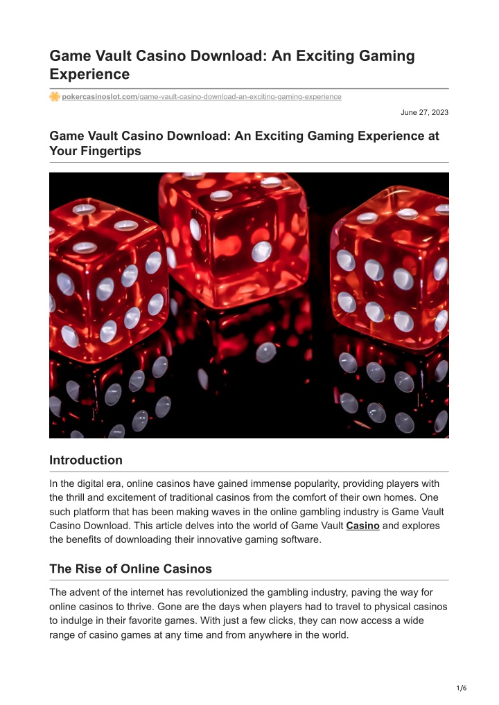 game vault casino download an exciting gaming