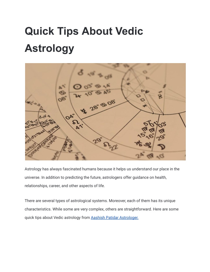 quick tips about vedic astrology