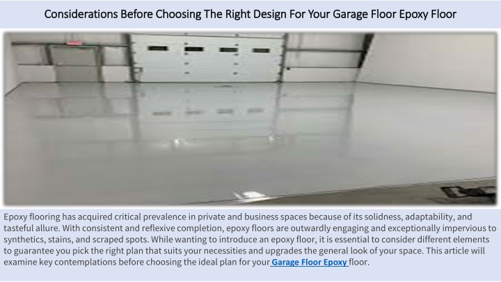 considerations before choosing the right design for your garage floor epoxy floor