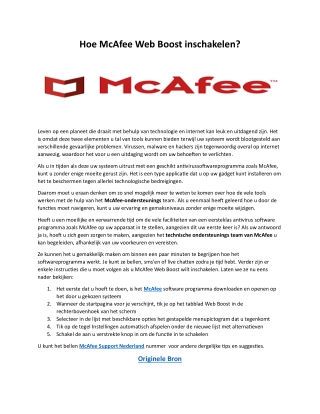 Hoe McAfee Web Boost inschakelen