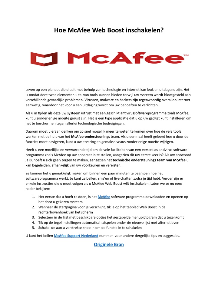 hoe mcafee web boost inschakelen