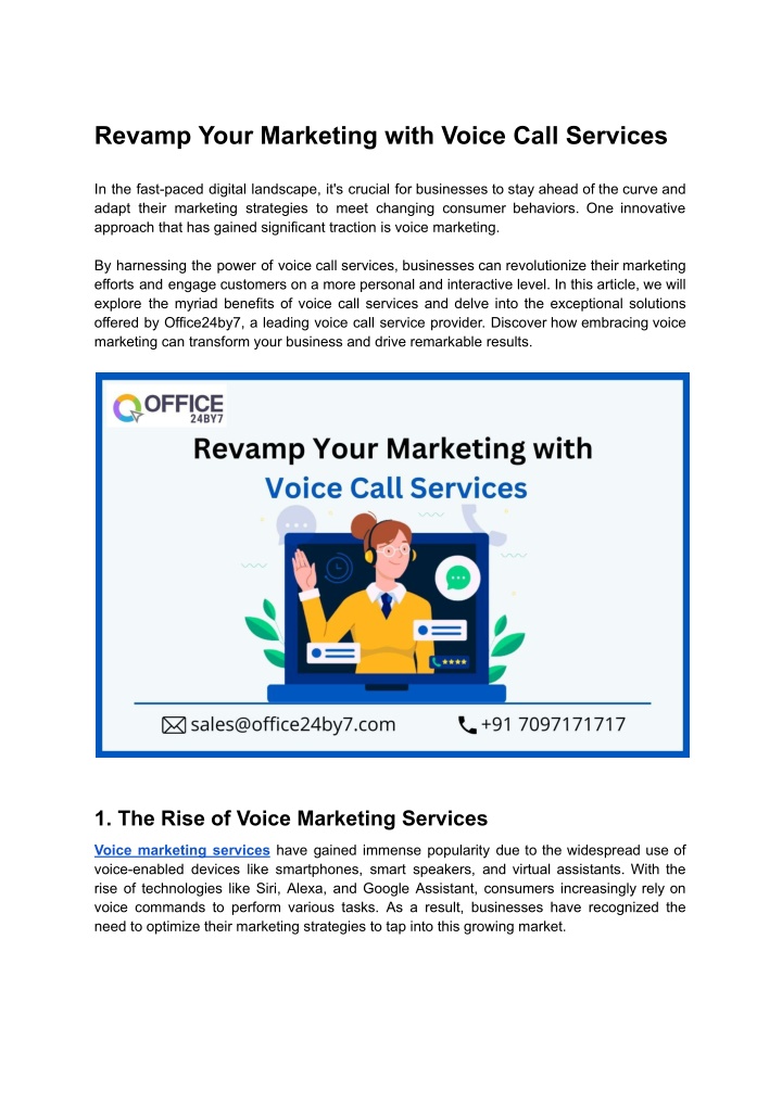 revamp your marketing with voice call services